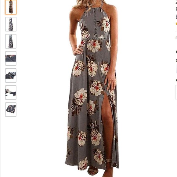 Backless Floral Halter - Picture 1 of 5
